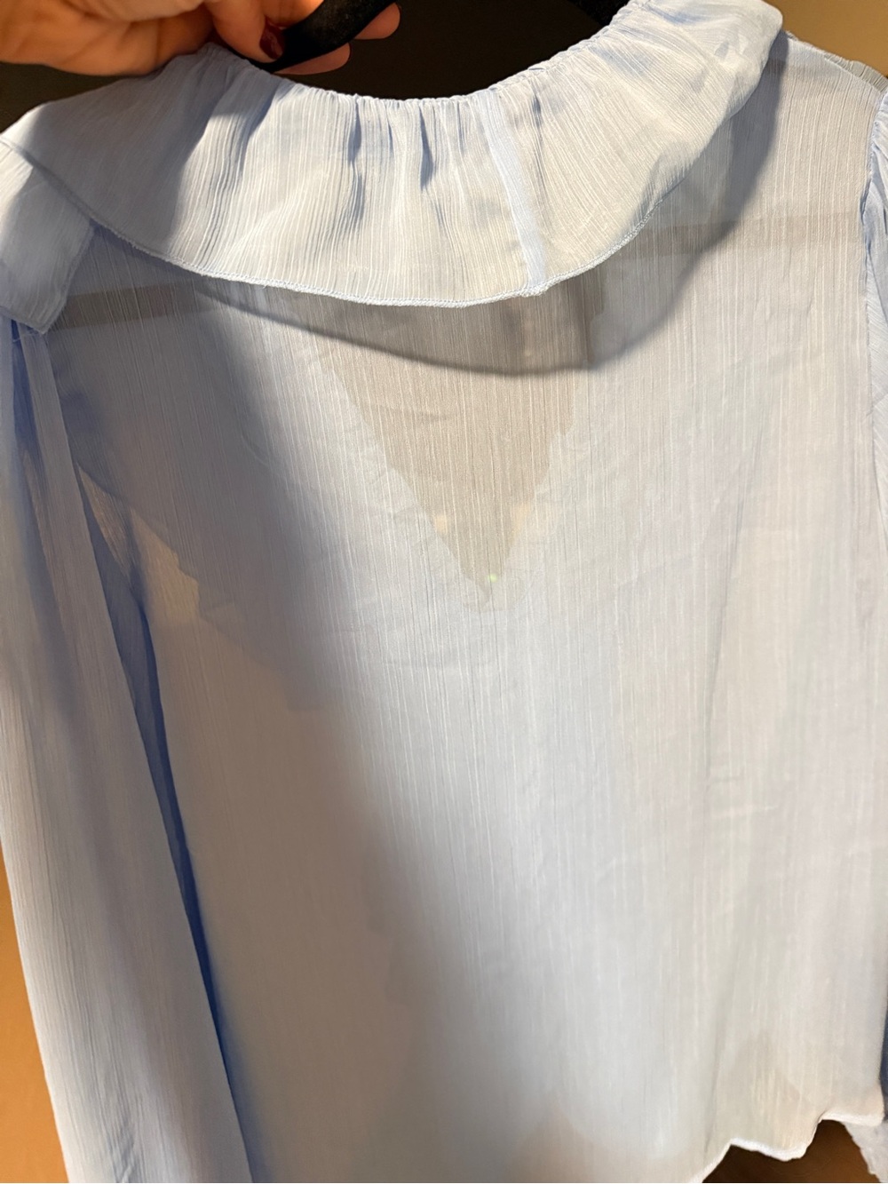 Zara Light Blue Ruffle Front Blouse - Picture 4 of 4
